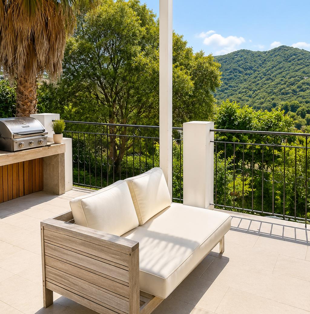 Outdoor barbecue and dining area